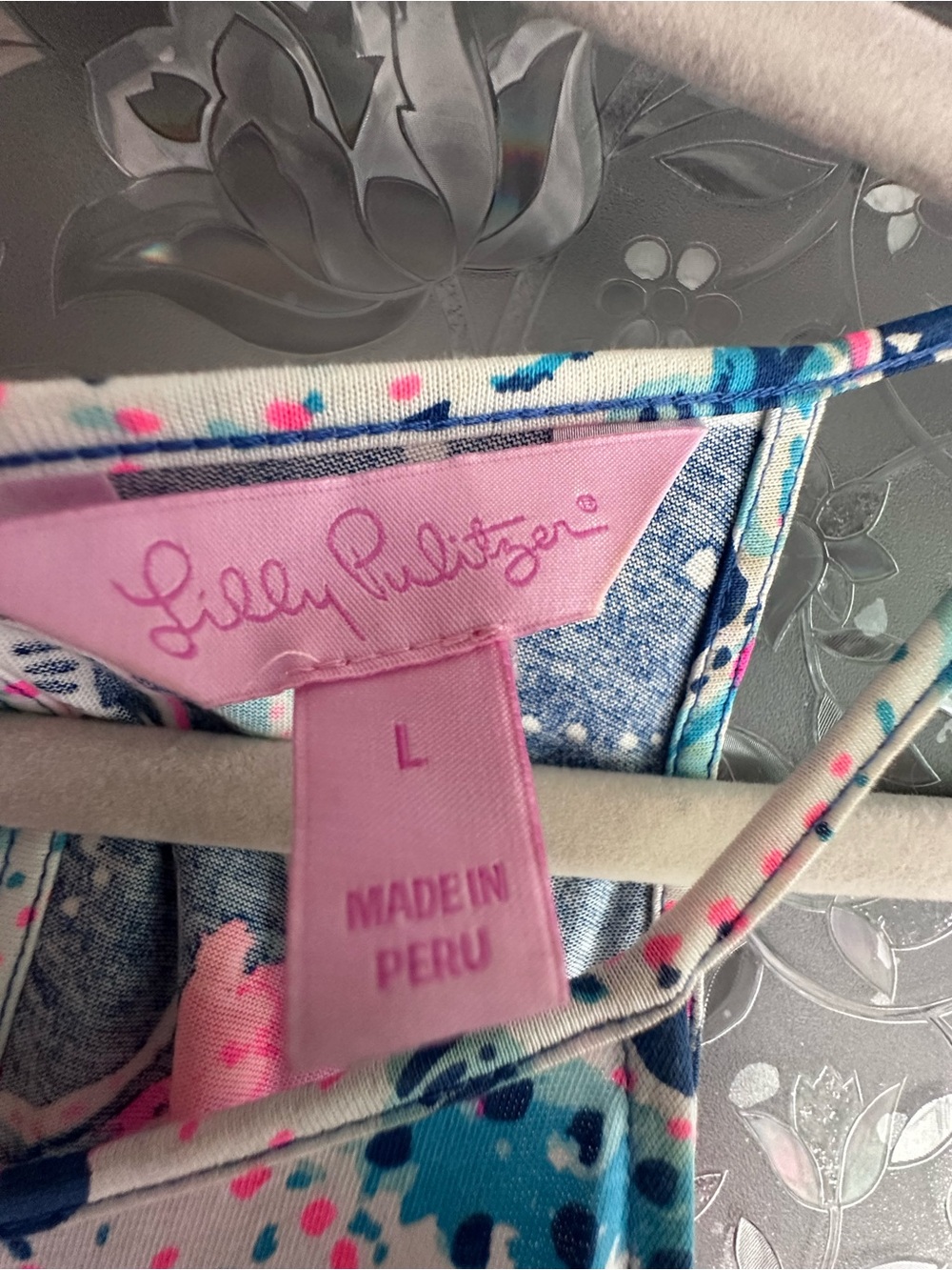 Lilly Pulitzer Navy, Pink & White Abstract Midi Dress - Picture 3 of 3